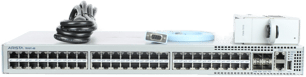 Arista DCS-7010T-48-R 48P 1GbE 4P 10GbE SFP+ RA Switch with rack mounts.