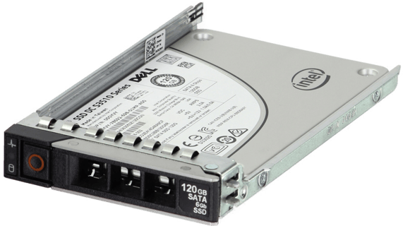 Image of Dell 120GB 6Gbps SATA Read Intensive MLC 2.5 SSD S3510 in 3.5 HYB CAR