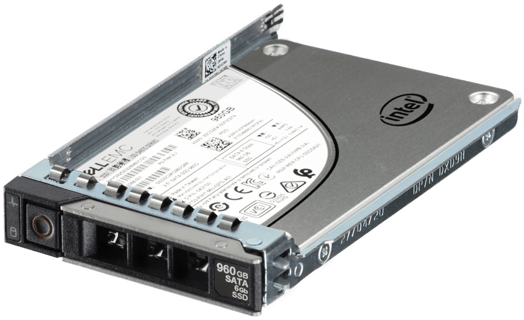 Image of Dell 960GB 6Gbps SATA Mix Use TLC 7mm 2.5 SSD S4610 in 3.5 HYB CAR