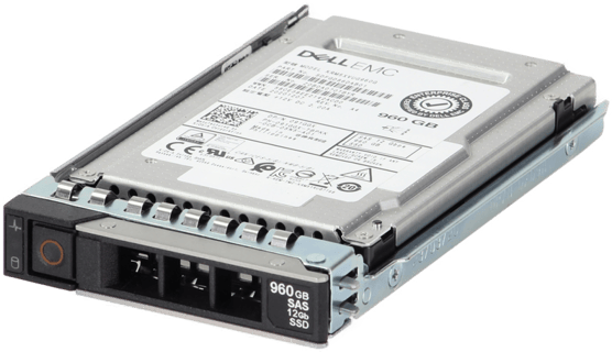 Image of Dell 960GB 12Gbps vSAS Mix Use TLC 2.5 SSD KRM5XVUG960G in 3.5 HYB CAR
