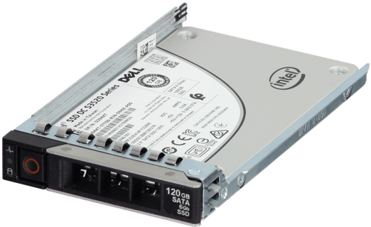 Image of Dell 120GB 6Gbps SATA Read Intensive MLC 2.5 SSD S3520 CPO in 3.5 HYB CAR