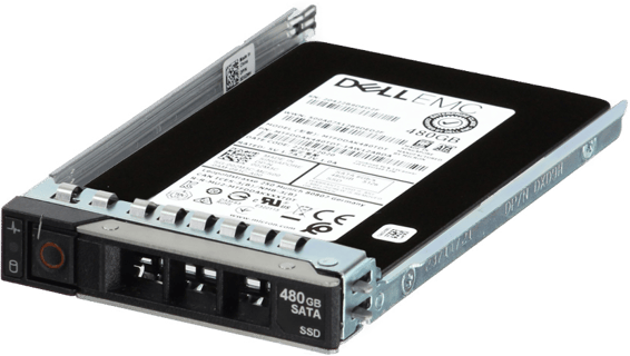 Image of Dell 480GB 6Gbps SATA Mix Use TLC 7mm 2.5 SSD 512e 5300 Max CPO in 3.5 HYB CAR