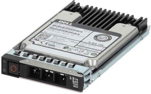 Image of Dell 3.84TB 12Gbps SAS Read Intensive MLC 2.5 SSD PX05SRB384Y CPO in 3.5 HYB CAR