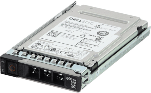 Image of Dell 800GB 12/24Gbps SAS Write Intensive TLC 2.5 SSD KPM6XMUG800G CPO in 3.5 HYB CAR