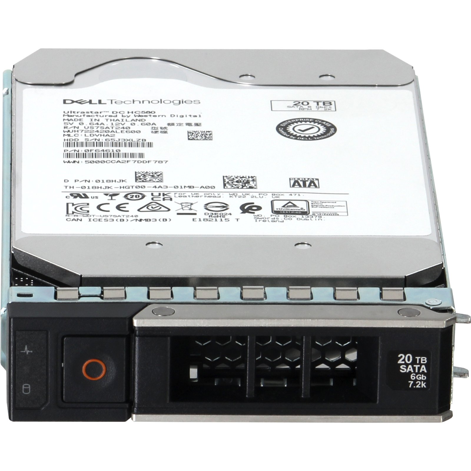 Dell 20TB 7.2K 512e 6Gbps SATA 3.5 HDD Ultrastar DC HC580 (18HJK