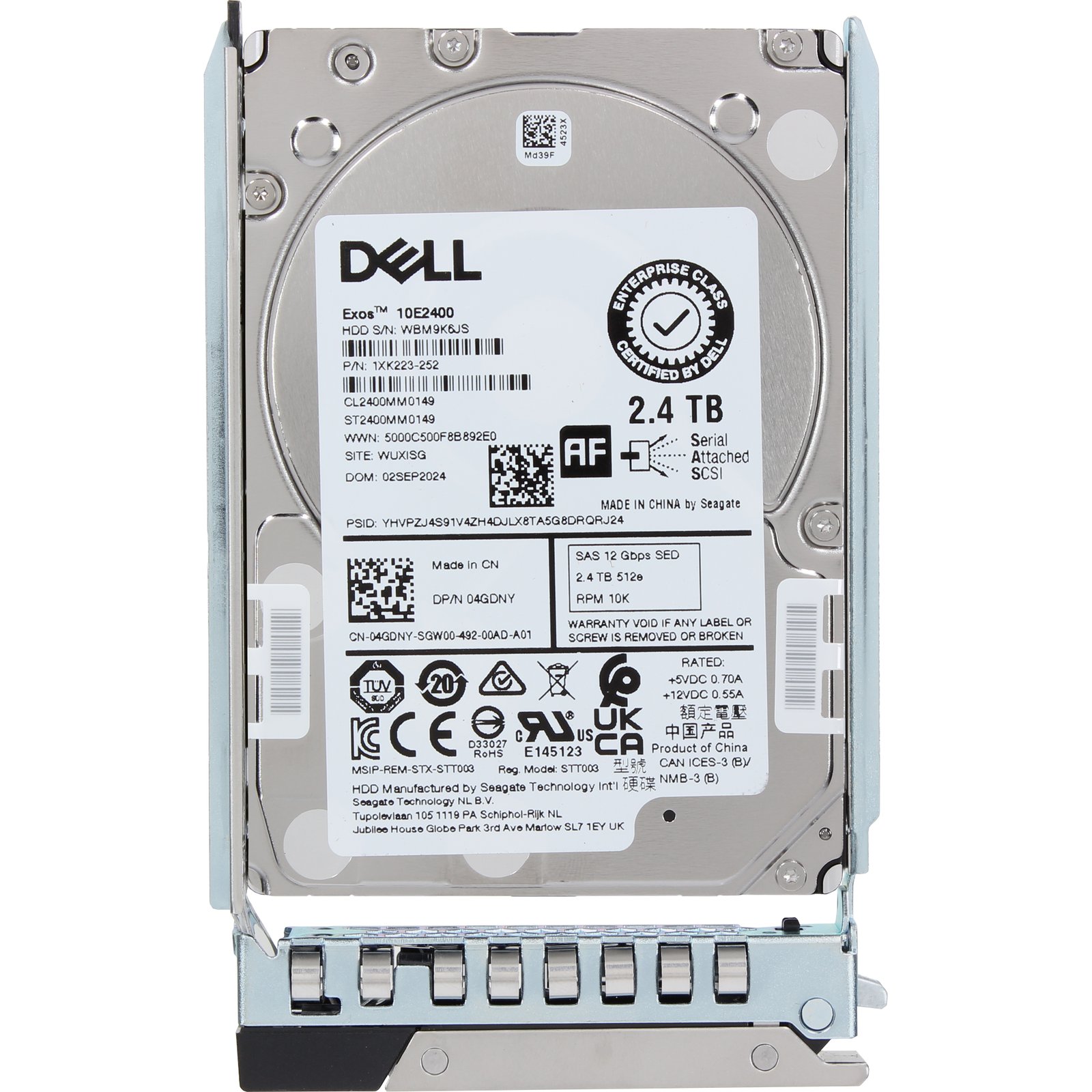 Dell 2.4TB 10K 512e 12Gbps SAS SED FIPS 2.5 HDD Exos 10E2400 (CL