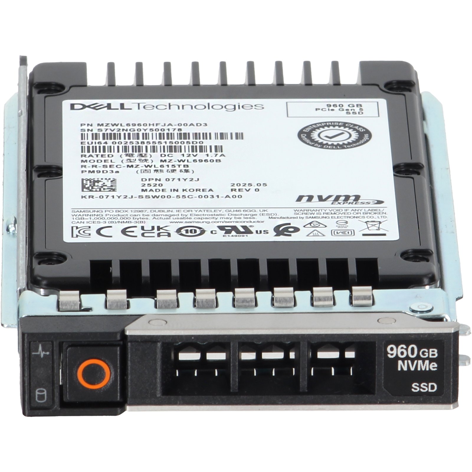 Dell 960GB Data Center NVMe Gen5 RI TLC 2.5 SSD PM9D3a (71Y2J) | eBay