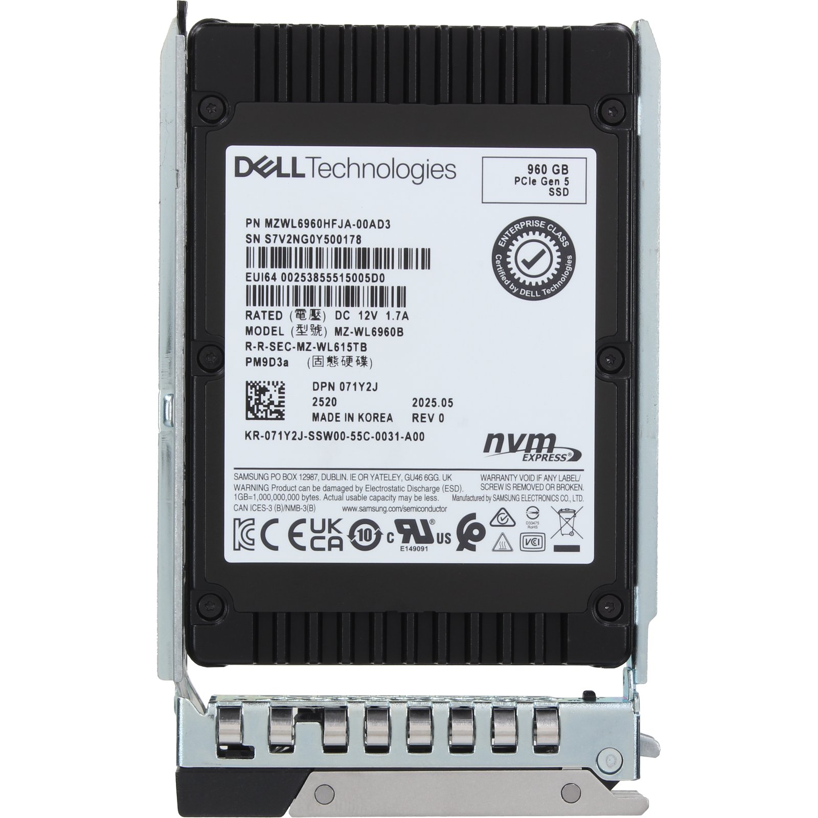 Dell 960GB Data Center NVMe Gen5 RI TLC 2.5 SSD PM9D3a (71Y2J) | eBay