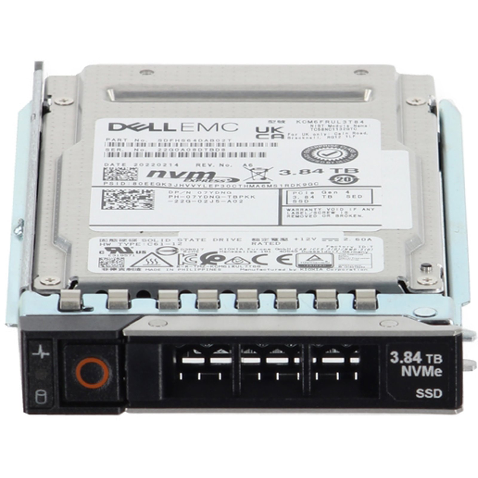 Dell 3.84TB Enterprise NVMe Gen4 RI SED FIPS TLC 2.5 SSD CM6-R