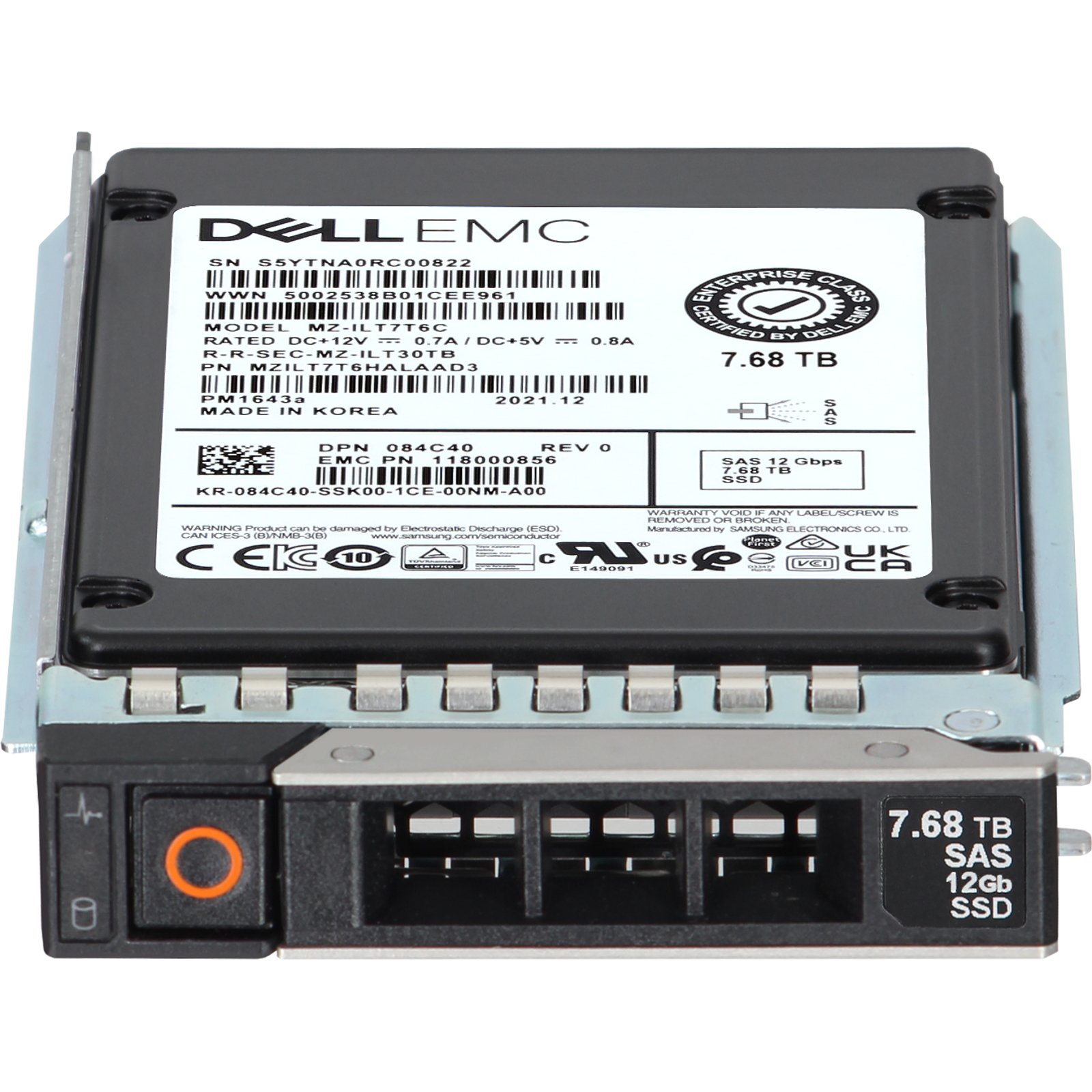84C40-CP1 Dell 7.68TB 12Gbps SAS RI TLC 2.5 SSD PM1643a CPO | eBay