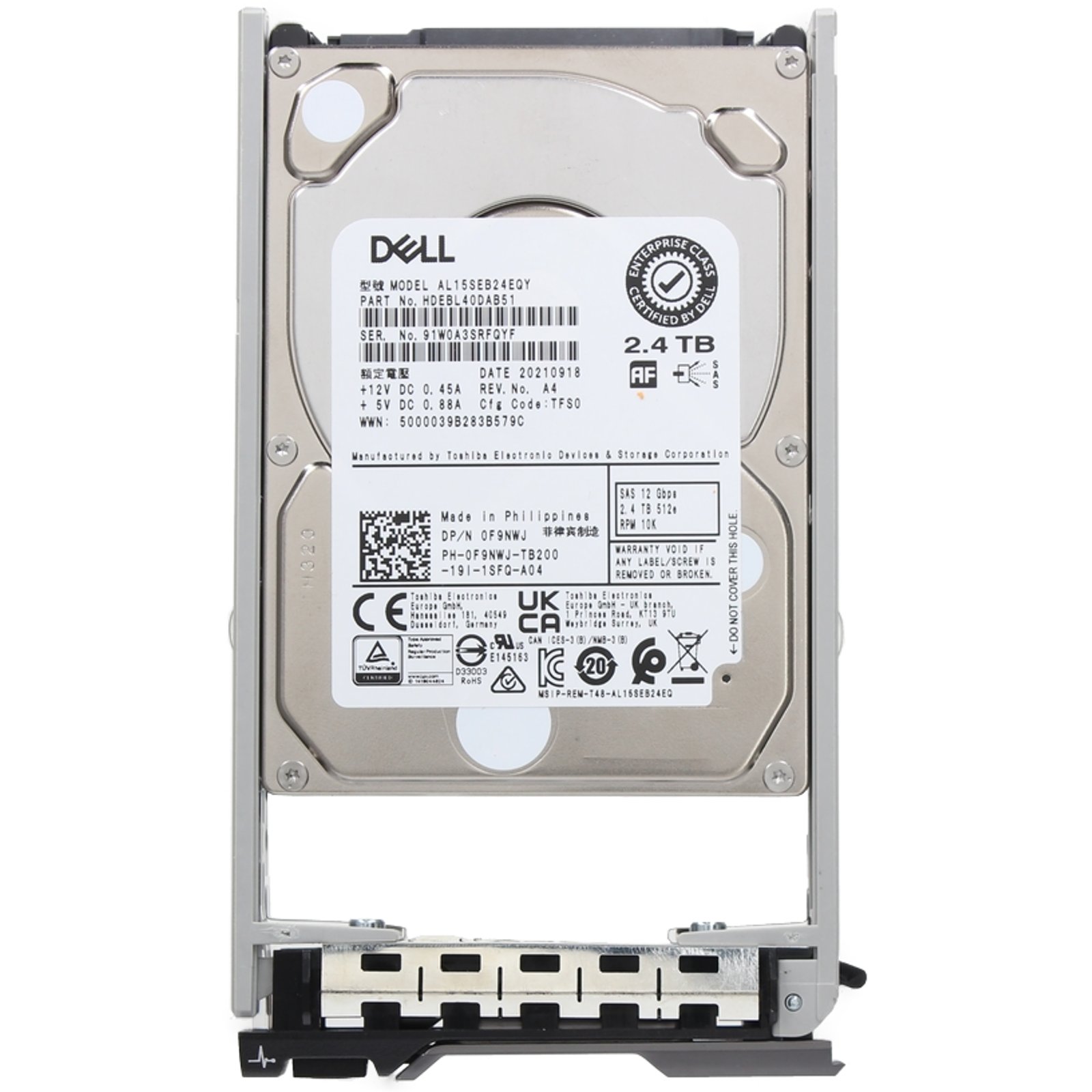 F9NWJ-CP1 Dell 2.4TB 10K 512e 12Gbps SAS 2.5 HDD AL15SEB CPO | eBay