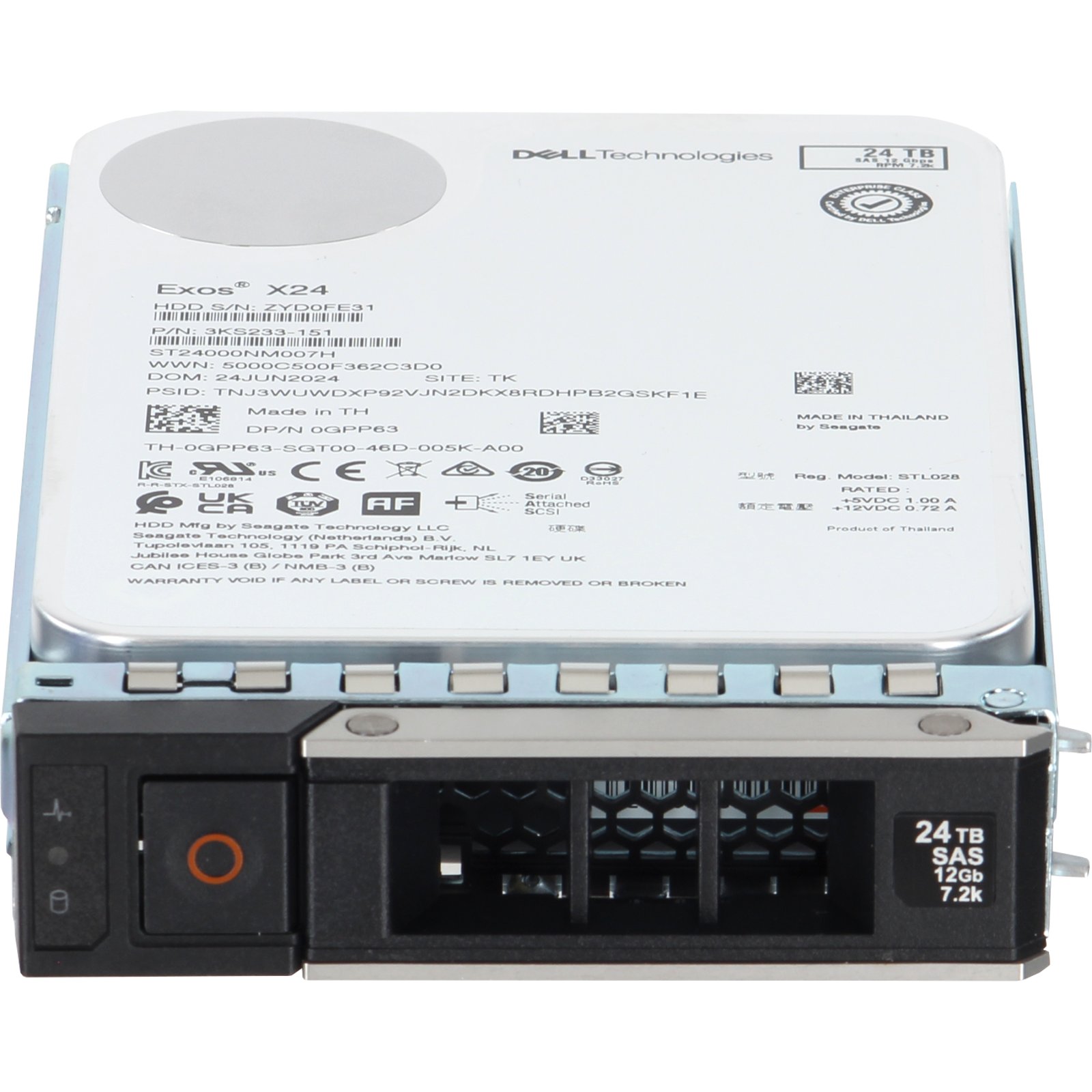 Dell 24TB 7.2K 512e 12Gbps NL SAS 3.5 HDD Exos X24 (GPP63-OSTK