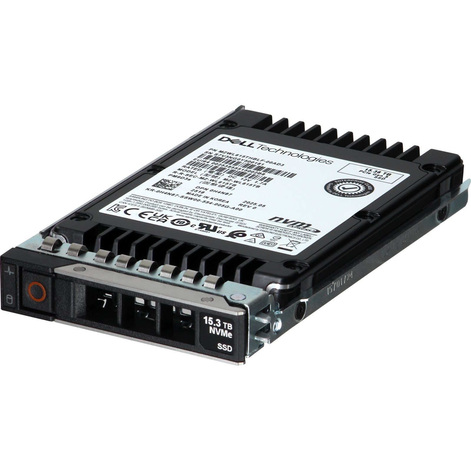 H4N87-CDN Dell 15.36TB Data Center NVMe Gen5 RI TLC 2.5 SSD PM9D3a