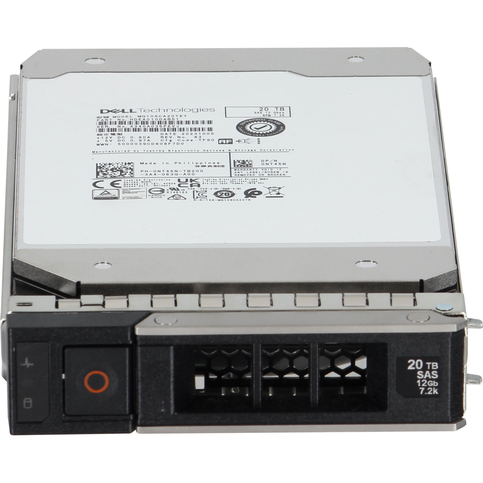 Dell 20TB 7.2K 512e 12Gbps NL SAS 3.5 HDD MG10SCA (NT45N-COL) | eBay