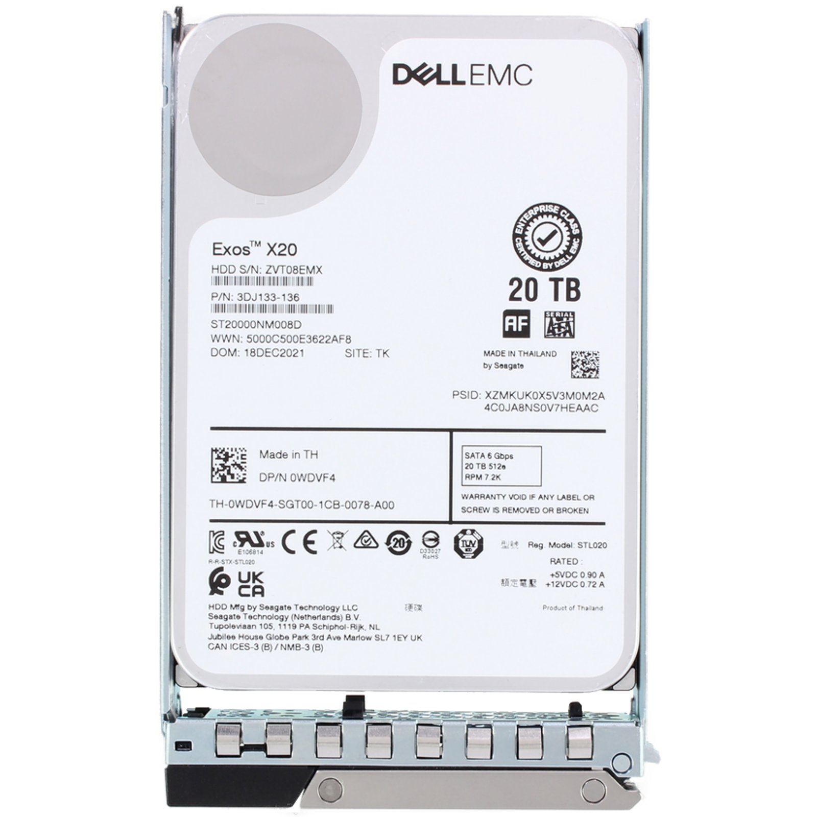 WDVF4-CDN Dell 20TB 7.2K 512e 6Gbps SATA 3.5 HDD Exos X20 | eBay