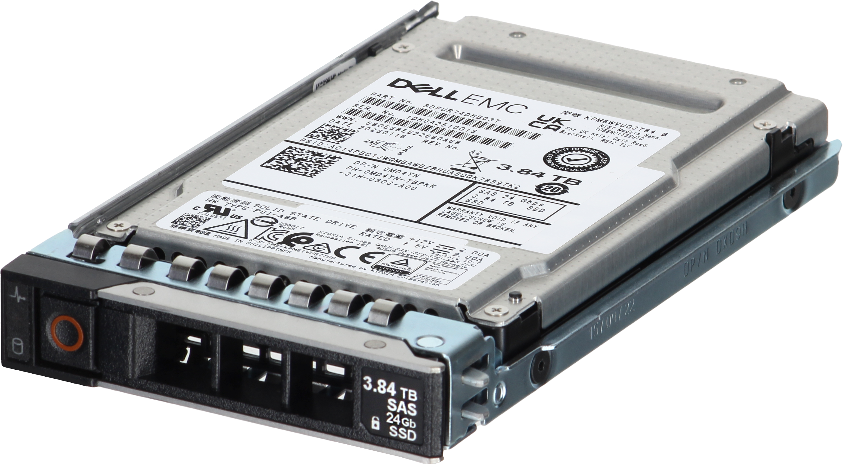 Dell 3.84TB 12/24Gbps SAS Mix Use TLC SED FIPS 2.5 SSD